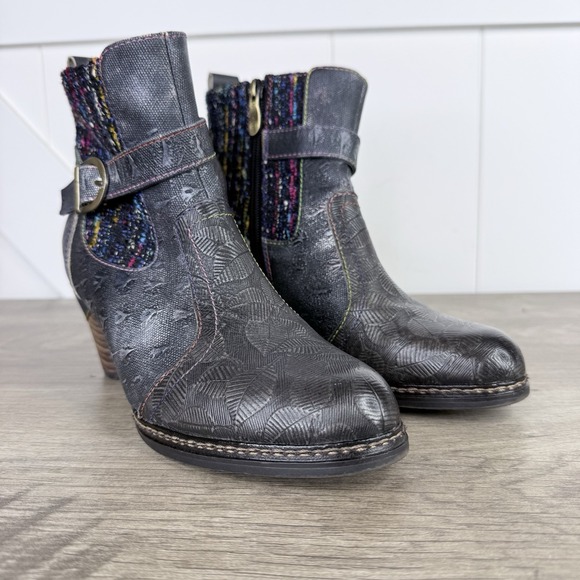 Spring Step L'ARTISTE Nancies Zip Leather Ankle Booties Boots Sz-37 - US 6.5-7 - Picture 3 of 11